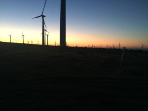 The Dawn From On High on the wind turbine farm