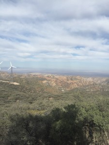 Looking down into the desert valley