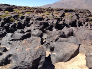 Standing at the head of the falls all you see is polished rock with many strange forms.