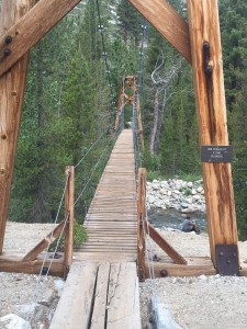 Suspension Bridge over Woods Creek.  This gets to rocking pretty good with just one person on it