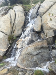 Waterfall coming down on the trail