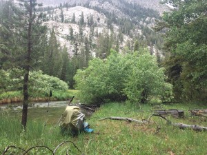 Stopped by the river for a break.  Raining a bit of course