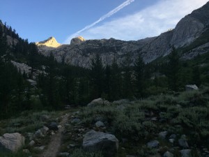 Sun rise heading towards Muir Pass