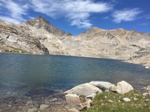 Huge and final lake on way to Muir Pass.  Helen Lake.  Collapsed here and watched the birds for awhile