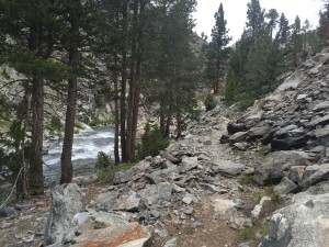 And then a long rocky walk along the stream