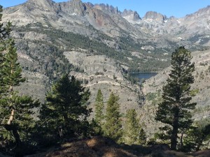 Looking across the valley at Shadow Lake and the waterfall descending from it