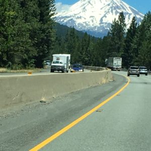 Mt. Shasta through the windshield of the car.  My version of not tarrying.